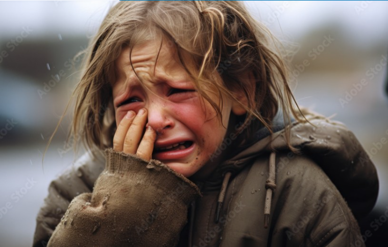 Illustrative portrait of a crying child