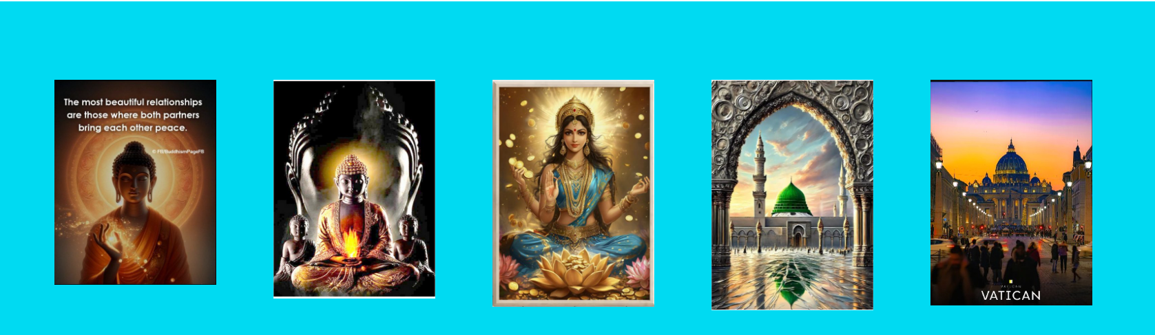 Collage of spiritual imagery from different traditions