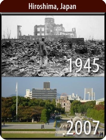 Historical comparison of Hiroshima in 1945 and 2007