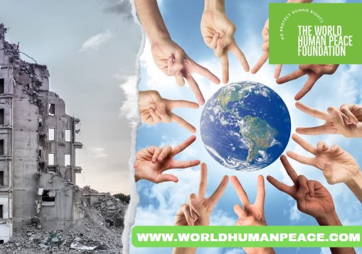 Foundation artwork contrasting destruction with people united around Earth